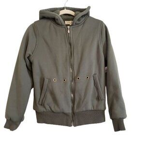 Online Full zip fleece hoodie sweater with faux fur lining size L NWT